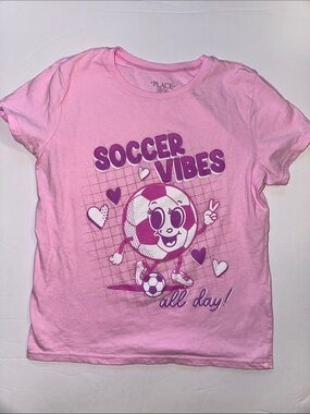 The Children's Place Pink Tee with Purple Soccer Vibes Graphic
